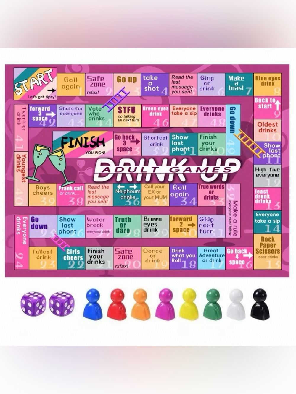 Drinking Adult Games Board with Colorful Pawns